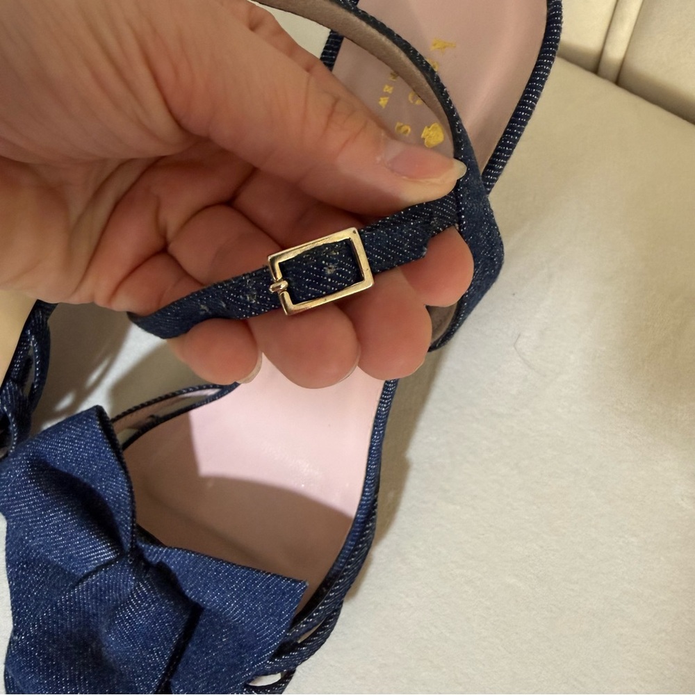 Kate Spade Size 9.5 Denim Blue Heels with Bow - Picture 7 of 9